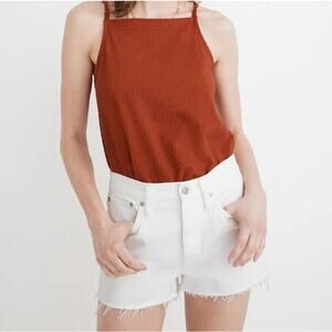 Madewell High Rise Relaxed Denim Button Fly Cutoff Shorts Tile White 29 / 8